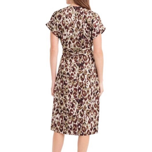 NWT J. Crew Autumn Cheetah Leopard Print Satin Crepe Wrap J6908 Safari Dress - Picture 6 of 15